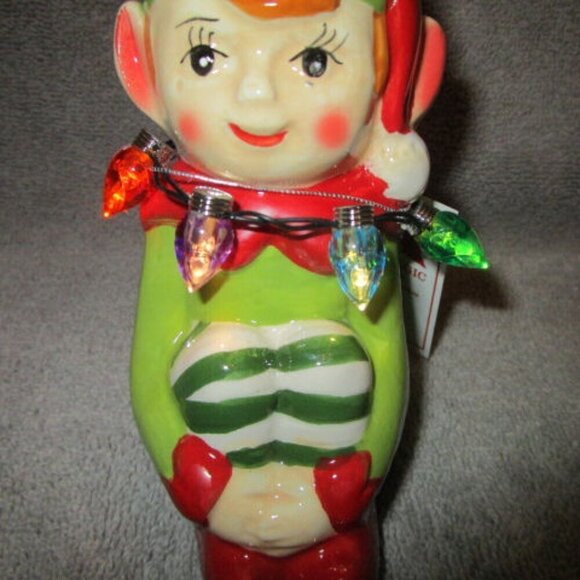 Mr. Christmas Pixie Elf Light Up Figurine Ornament Knee Hugger Decor WORKS Tag - Picture 1 of 11